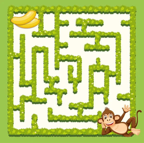 Modèle Jeu Puzzle Labyrinthe Singe Illustration — Image vectorielle