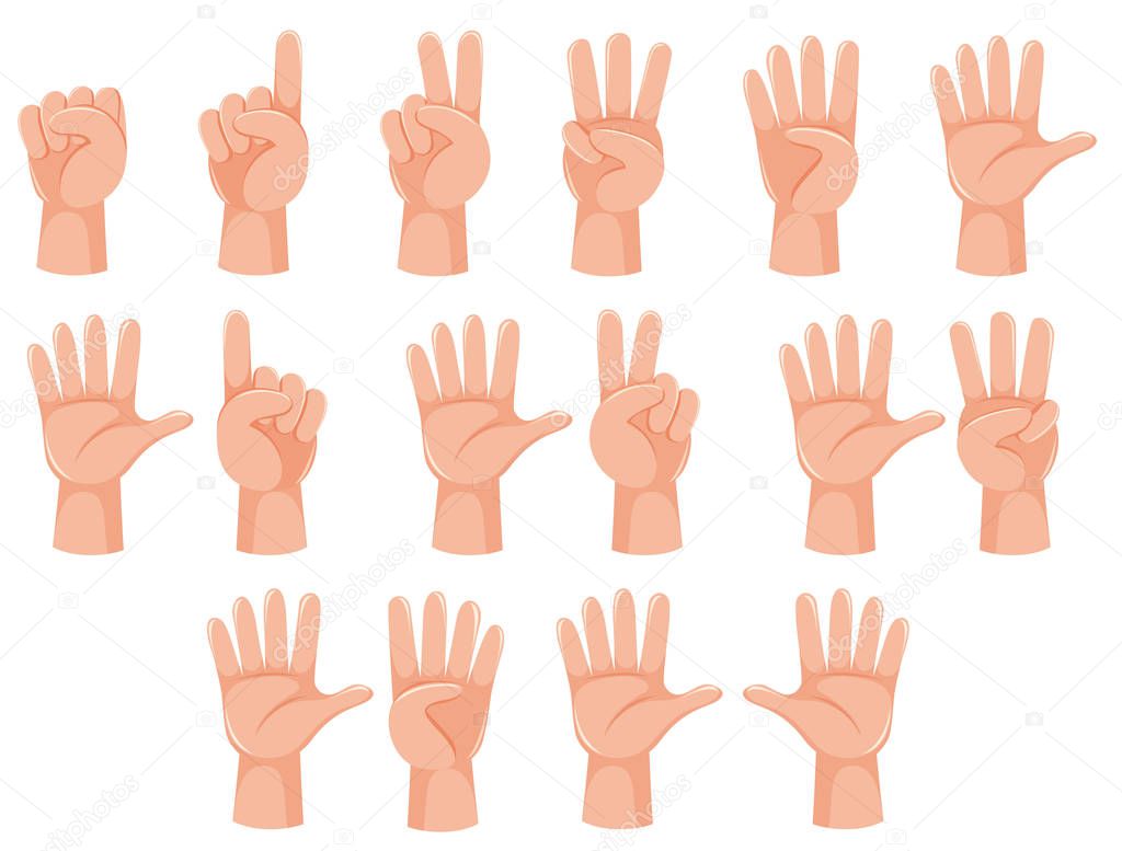 Human hand and number gesture illustration