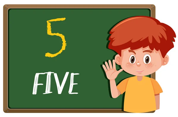 Boy Number Hand Gesture Illustration — Stock Vector