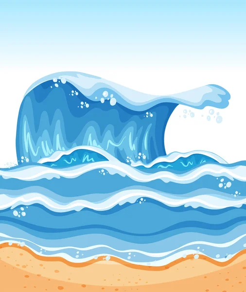 Summer Beach Wave Background Illustration — Stock Vector
