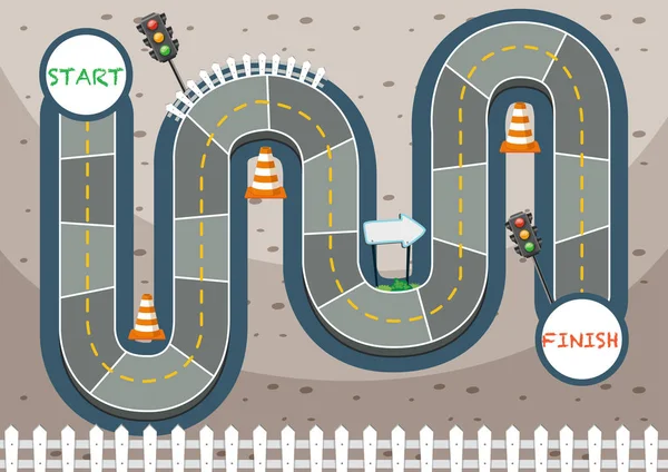 Racing Road Traffic Brädspel Mall Illustration — Stock vektor