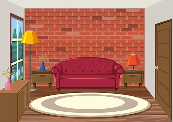 Innenraum Des Wohnzimmers Illustration — Stockvektor