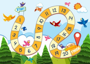 Doğa ve kuş masa oyunu illüstrasyon