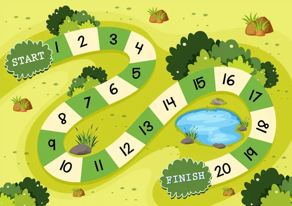 Simple green nature board game template illustration