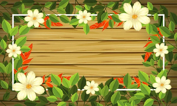 Beautiful Flower Wooden Frame Illustration — Stock Vector