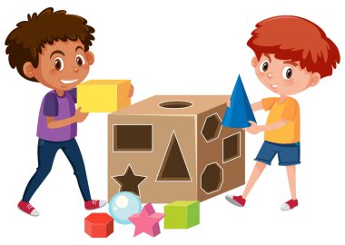 Matematik Geometri şekilleri çizim ile oynayan çocuklar