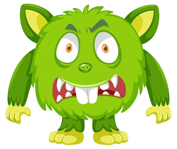 Gröna Skrämmande Monster Vit Bakgrund Illustration — Stock vektor