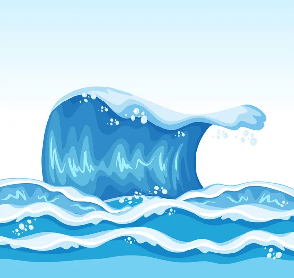 Grande Vague Dans Océan Illustration — Image vectorielle