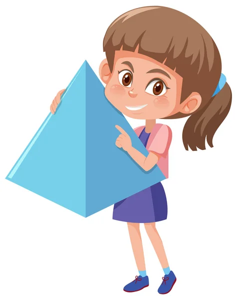 Bir Kız Holdiong Piramit Şekil Şekil — Stok Vektör