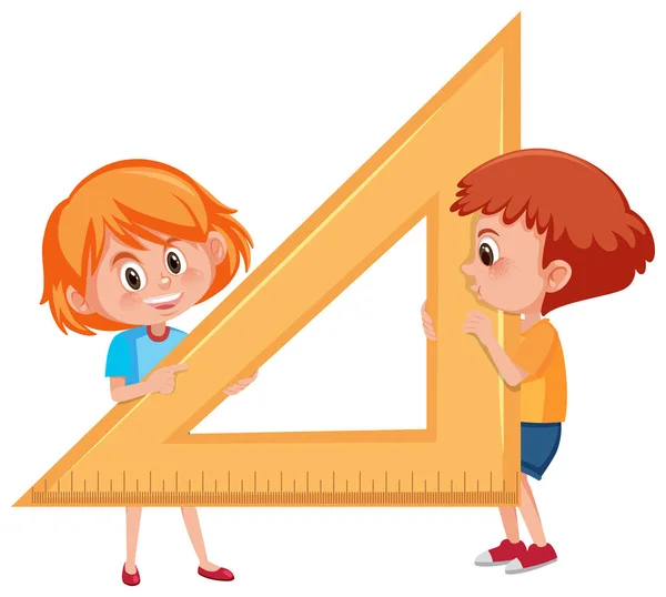 Illustration Représentant Des Enfants Tenant Triangle Bois — Image vectorielle