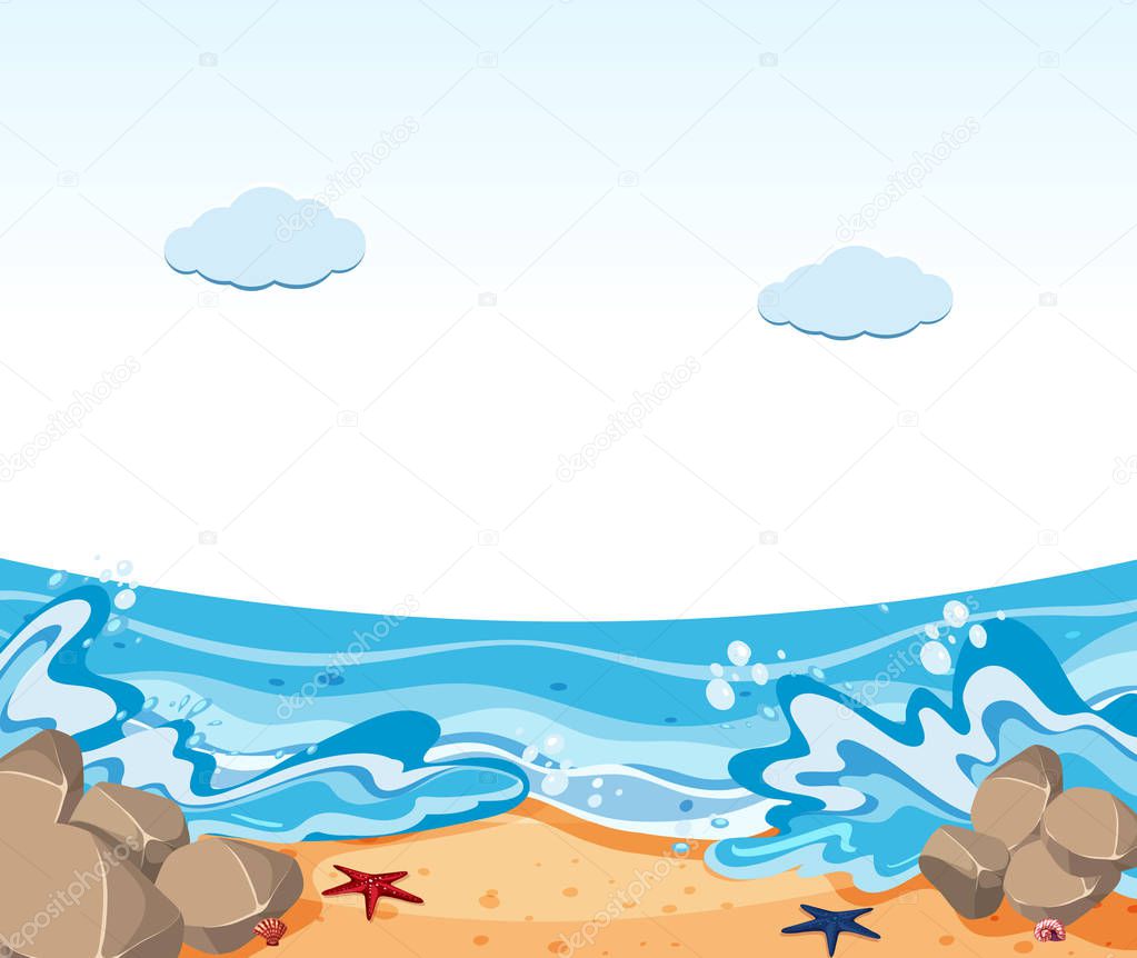 Flat summer beach background illustration