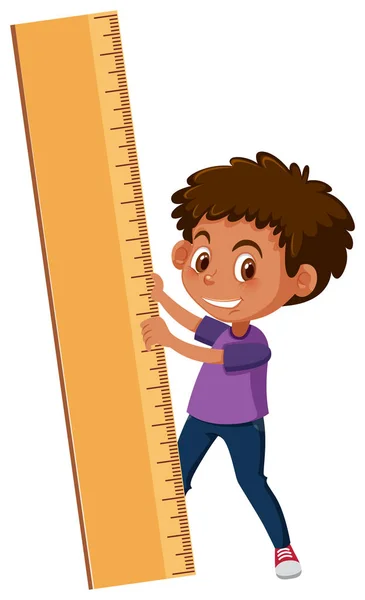 Boy Holding Ruler Illustration — Stock Vector