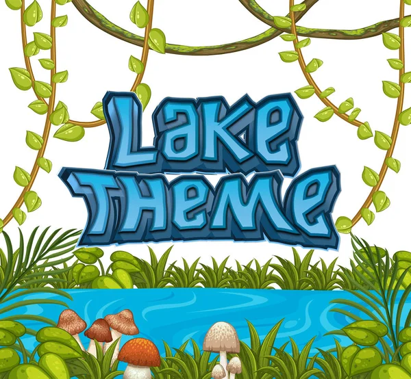 Une Illustration Thème Lac Nature — Image vectorielle
