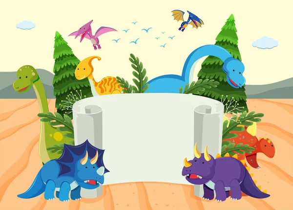 Modello Banner Dinosauro Illustrazione — Vettoriale Stock