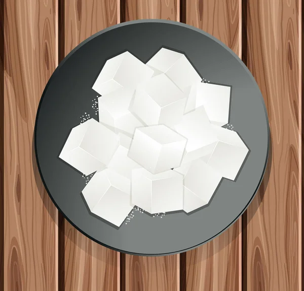 Cube Sucre Dans Illustration Plaque — Image vectorielle