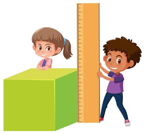 Menino Menina Com Ferramentas Matemática Ilustração — Vetor de Stock