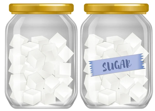 Jar の図に角砂糖 — ストックベクタ