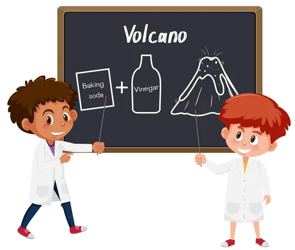 Illustration Expérience Science Volcanique Étudiante — Image vectorielle