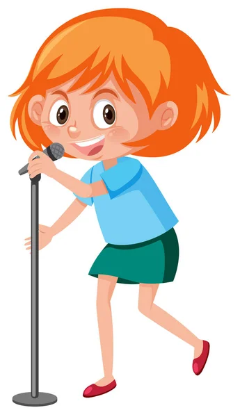 Girl Singer Character Illustration — Stock Vector