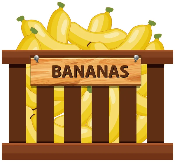 Banana Caixa Madeira Ilustração — Vetor de Stock