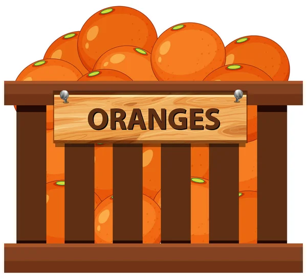 Orange Ilustracji Drewnianej Skrzyni — Wektor stockowy