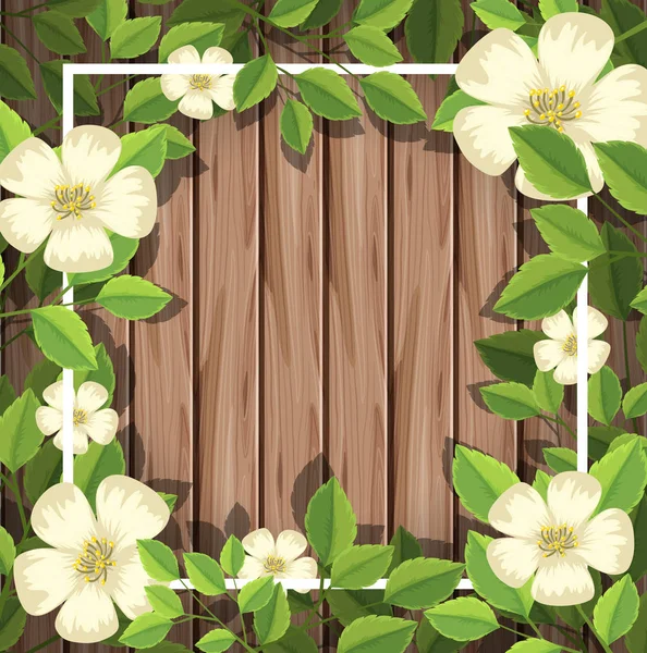 Weiße Blume Auf Holzbrett Illustration — Stockvektor