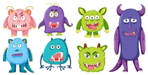 Set Van Monster Karakter Illustratie — Stockvector