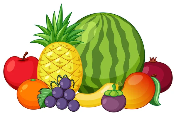 Conjunto Ilustración Frutas Mixtas — Vector de stock