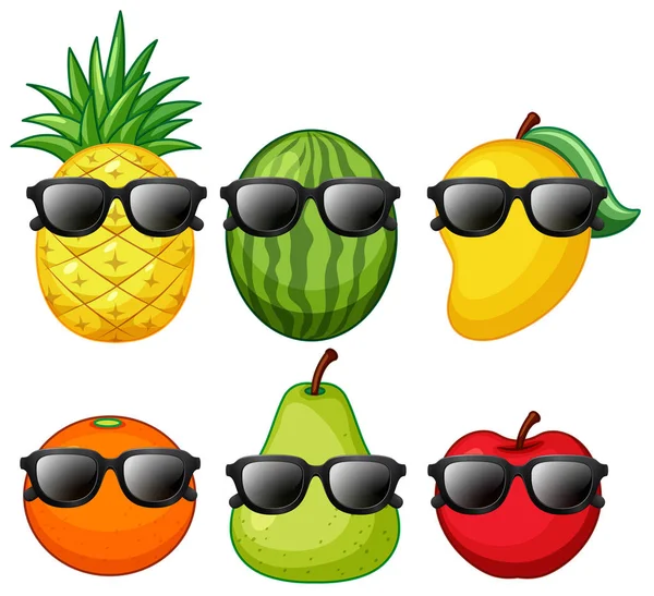 Set Illustrazione Frutta Tropicale — Vettoriale Stock