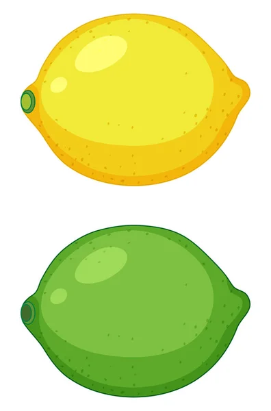 Limette Und Zitrone Auf Weißem Hintergrund Illustration — Stockvektor