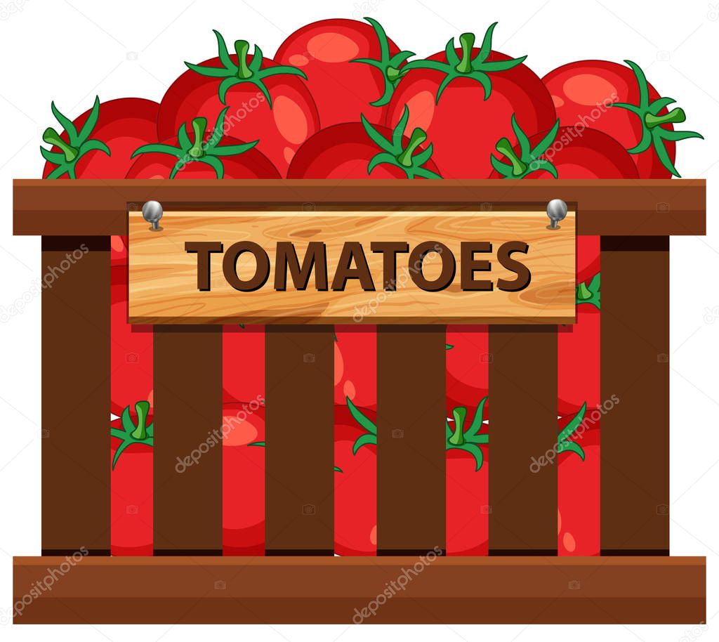 Wooden crate of tomatoes illustration