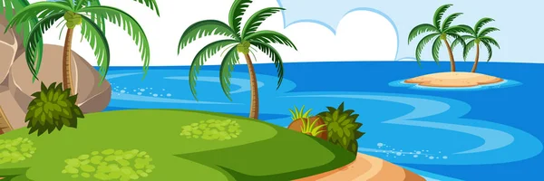 Summer Island Landscape Illustration — Stock Vector