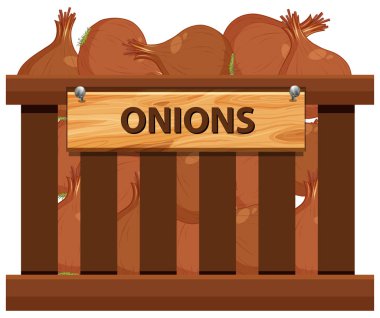 A crate of onions illustration clipart