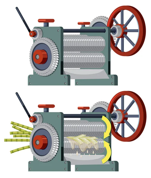 Sugar Cane Extractor Machine Illustration — Stock Vector