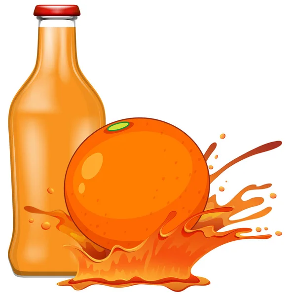 Φρέσκο Χυμό Πορτοκάλι Και Εικονογράφηση — Διανυσματικό Αρχείο