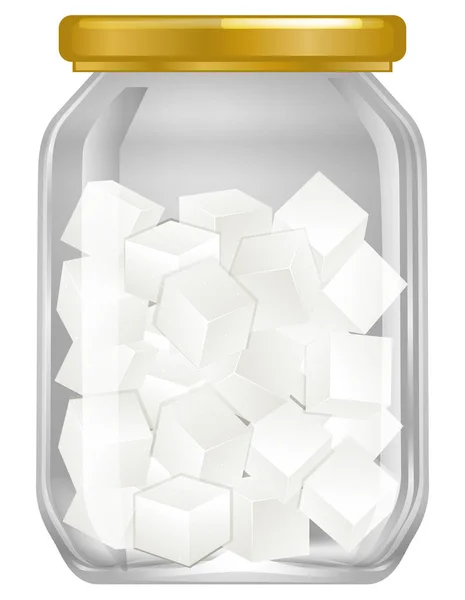 Een Pot Van Kubus Suiker Illustratie — Stockvector