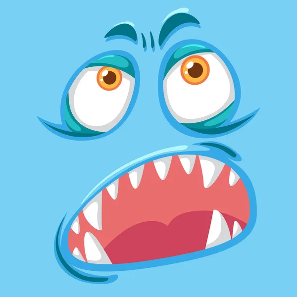 Illustration Eines Blauen Monstergesichts — Stockvektor