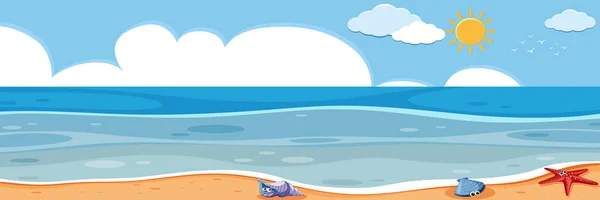 Panorama Ocean Landscape Illustration — Stock Vector