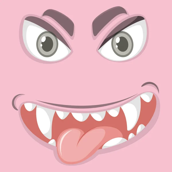 Playful Monster Facial Expression Illustration — Stock Vector