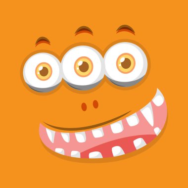 Üç eyesd canavar yüz illüstrasyon
