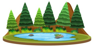 İzole doğal su manzara illüstrasyon