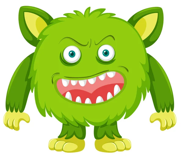 Scary Monstruo Verde Carácter Ilustración — Archivo Imágenes Vectoriales