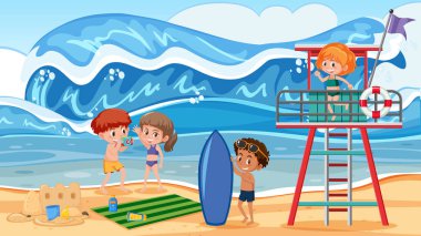 Yaz tatil illüstrasyon insanlar
