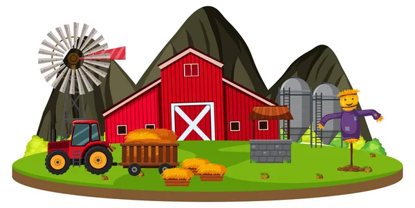 Farm Ilha Cena Conceito Ilustração — Vetor de Stock