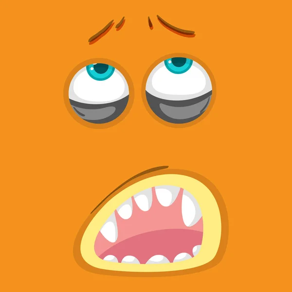 Orange Monster Facial Expression Illustration — Stock Vector