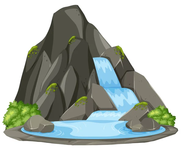 Isolated waterfall on white background illustration