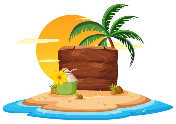 Tablero Madera Tema Verano Ilustración — Vector de stock