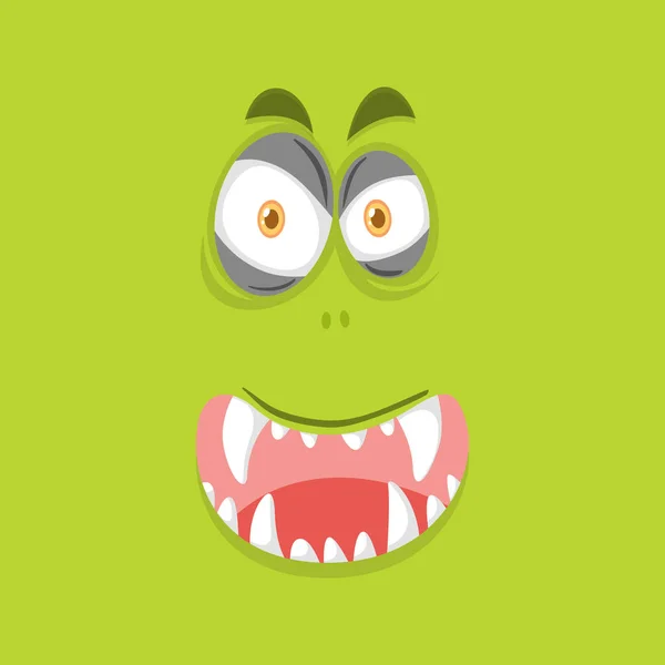 Monstre Visage Sur Fond Vert Citron Illustration — Image vectorielle