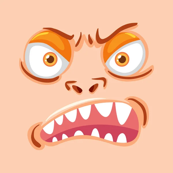 Monster Gesicht Auf Pfirsich Hintergrund Illustration — Stockvektor