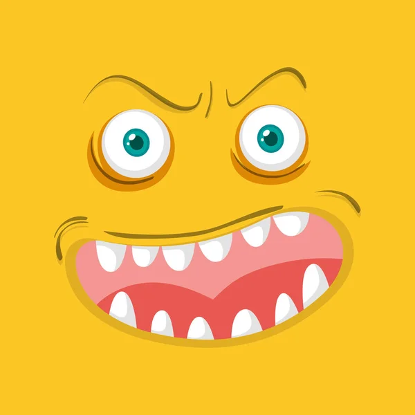 Monster Gesicht Auf Orangefarbenem Hintergrund — Stockvektor